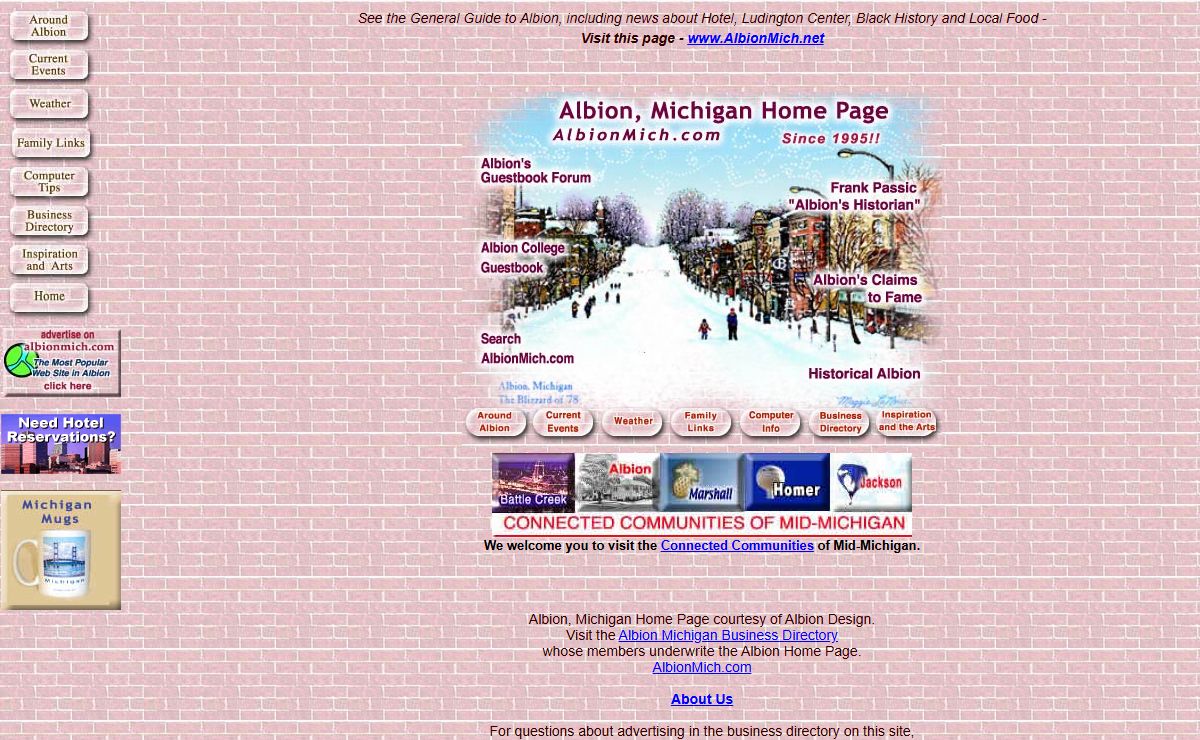 AlbionMich.com - Albion, Michigan Home Page, historic Albion, founded by the Forks of the Kalamazoo River. Kids 'N Stuff, Children's Interactive Museum.