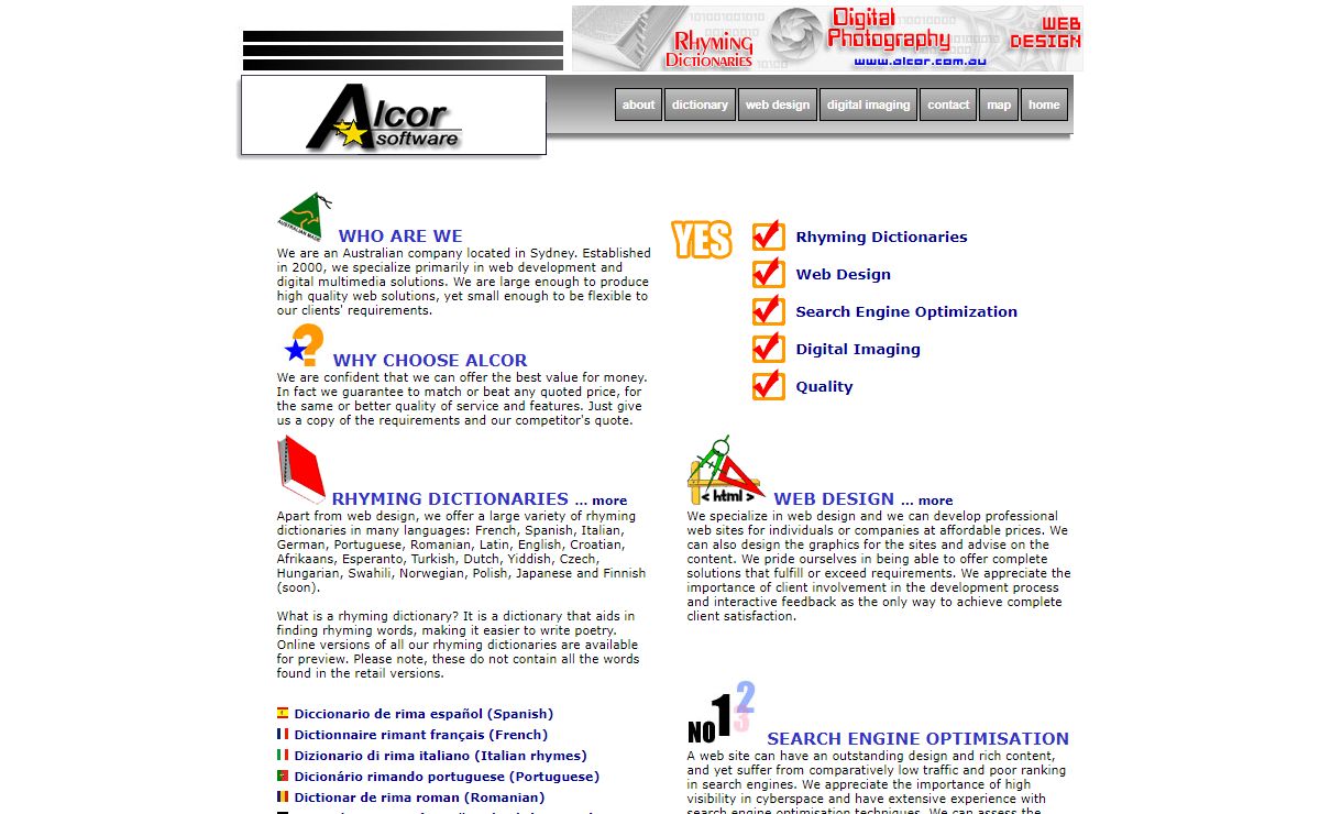 Web Design, Rhyming Dictionary - Spanish French Italian German Portuguese Romanian Latin, Digital Imaging