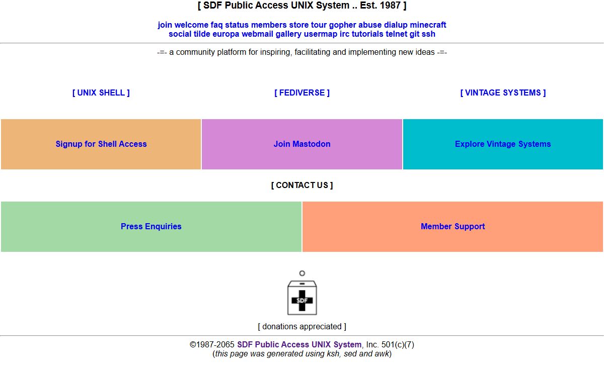 SDF Public Access UNIX System - Free Shell Account and Shell Access