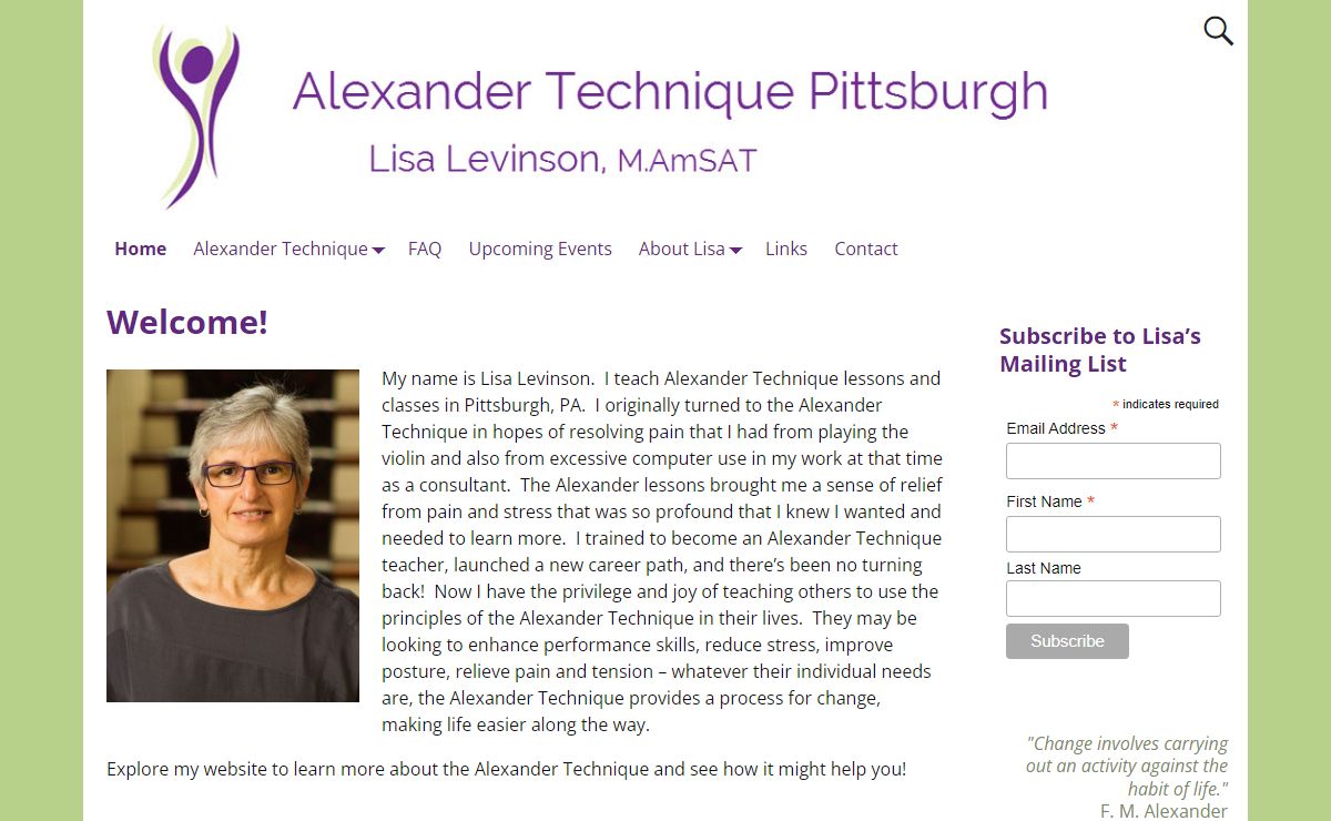 Alexander Technique Pittsburgh – Lisa Levinson, M.AmSAT