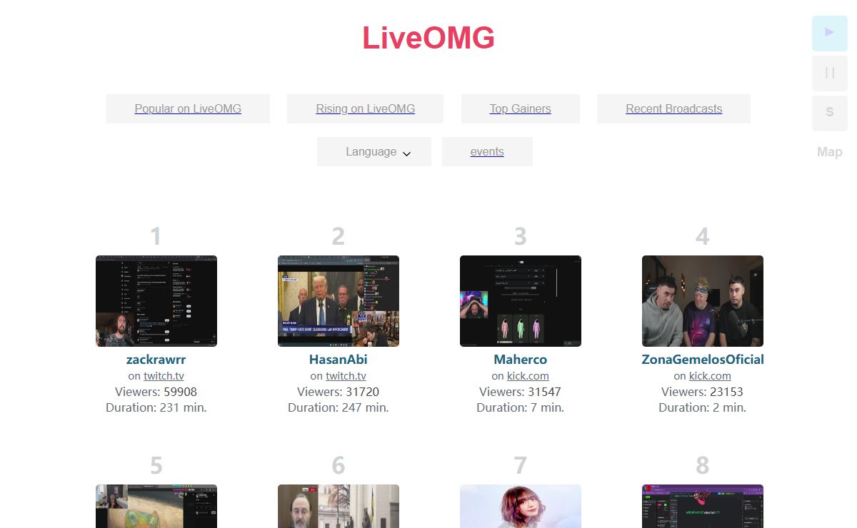 LiveOMG - Live Streams Free. Twitch, Kick, Bigo Live, Periscope, and etc.
