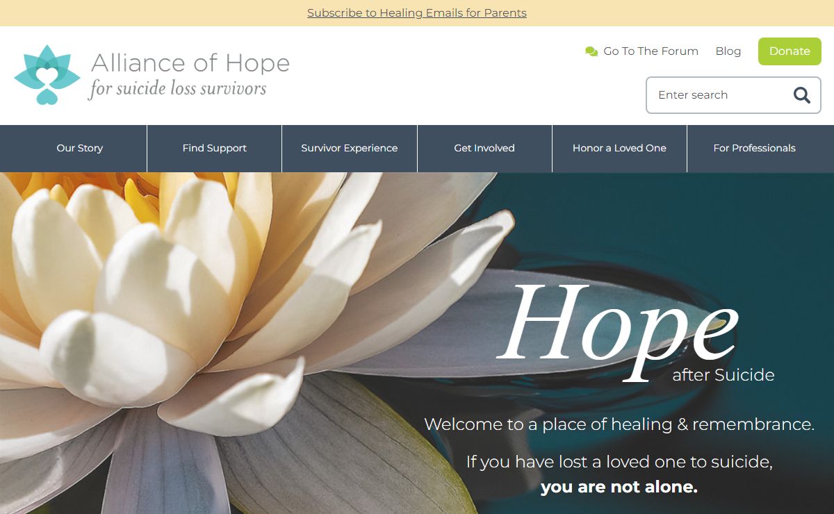 Alliance of Hope For Suicide Loss Survivors | Home