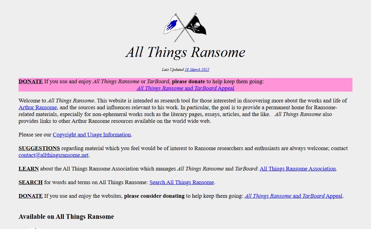 All Things Ransome -- A Repository of Arthur Ransome Materials