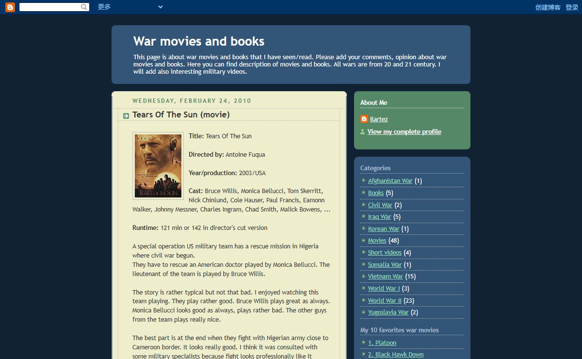 War movies and books