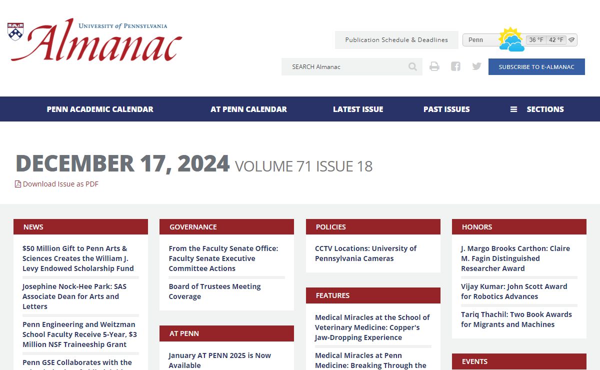 Almanac | University of Pennsylvania | University of Pennsylvania Almanac