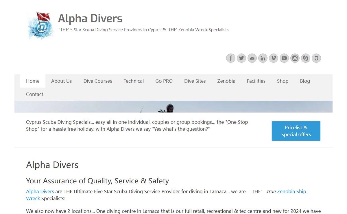 Alpha Divers – 'THE' 5 Star Scuba Diving Service Providers in Cyprus & 'THE' Zenobia Wreck Specialists