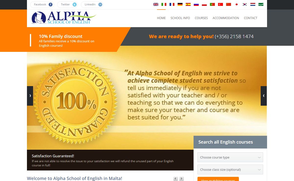 Alpha School of English Language - English Language School Courses in Malta for Families, Adults and Juniors