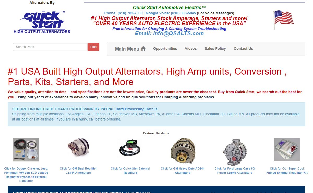 USA Built High Output Alternator, Upgrades, Parts, Kits