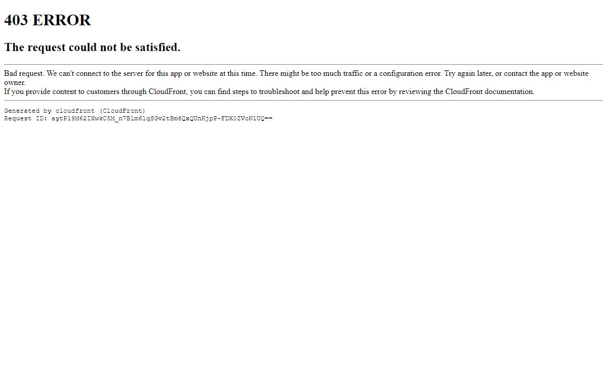 ERROR: The request could not be satisfied