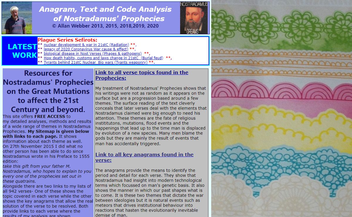 Allan Webber's presentation of Nostradamus Prophecies.