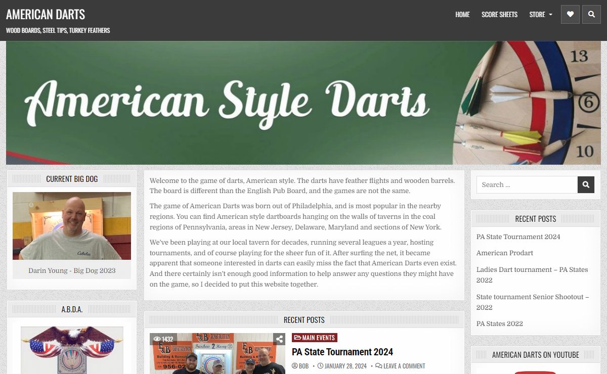 American Darts - Wood boards, steel tips, turkey feathers