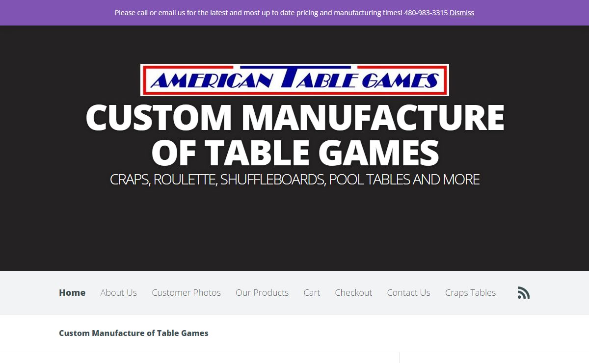 American Table Games Manufacture of Craps Tables Pool Tables and more.