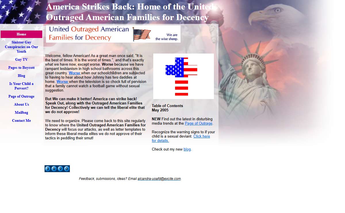 America Strikes Back: Home of the United Outraged American Families for Decency