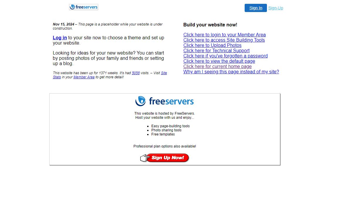 My Free website on FreeServers
