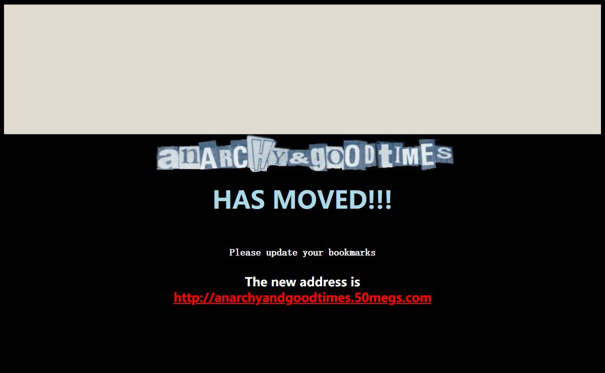 ANARCHY AND GOOD TIMES HAS MOVED!
