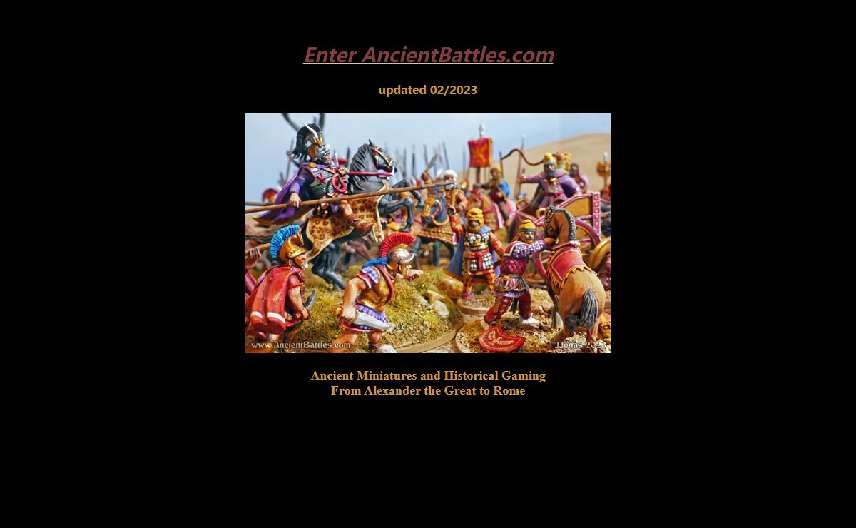 AncientBattles.com start-up page