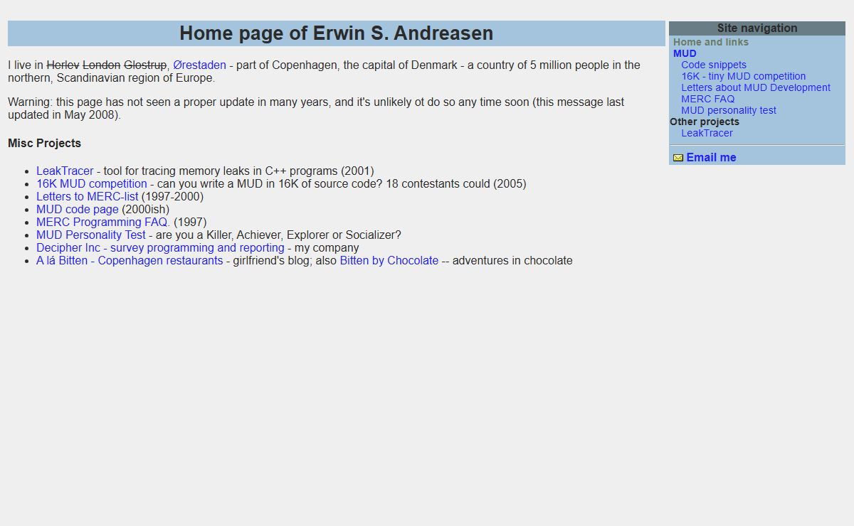 Home page of Erwin S. Andreasen
