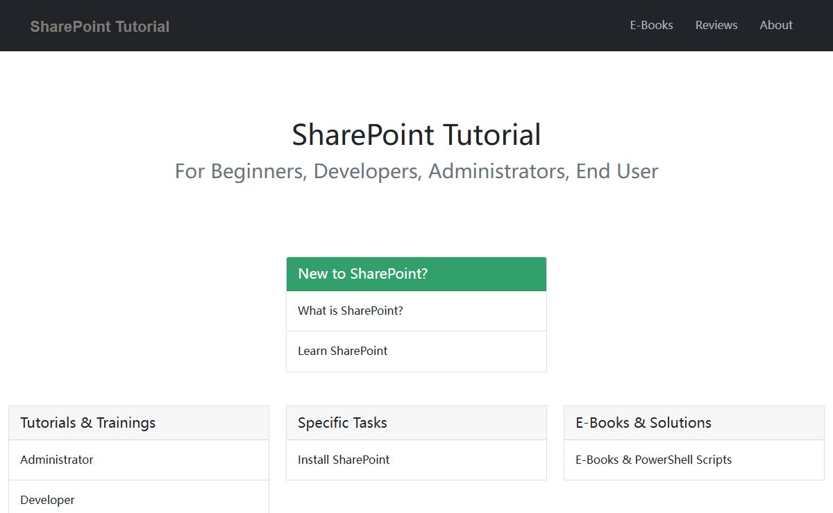SharePoint Tutorial for Beginners, Administrators, End User, Developer