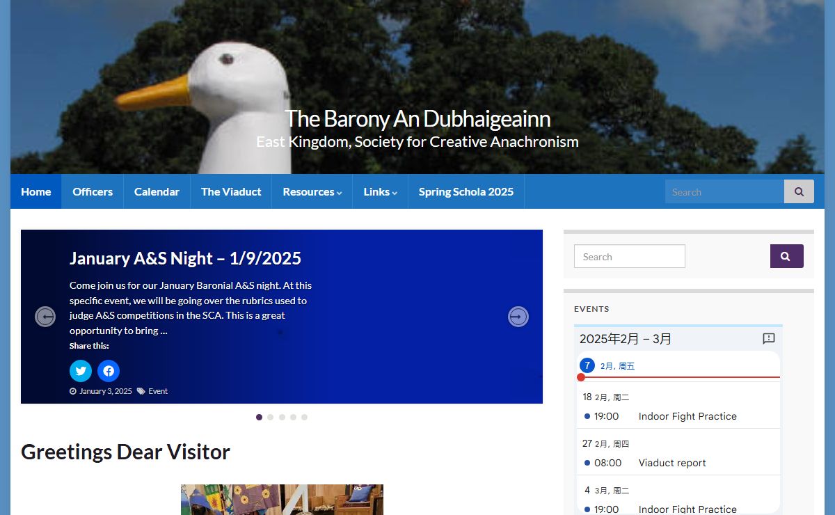 The Barony An Dubhaigeainn – East Kingdom, Society for Creative Anachronism
