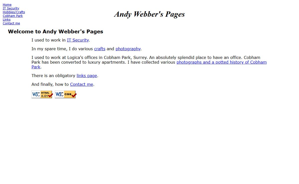 Andy Webber's Personal Pages