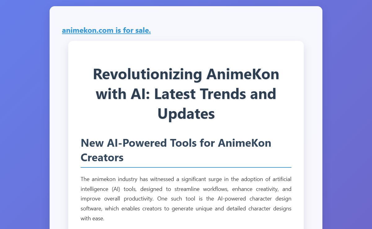 Revolutionizing AnimeKon with AI: Latest Trends and Updates