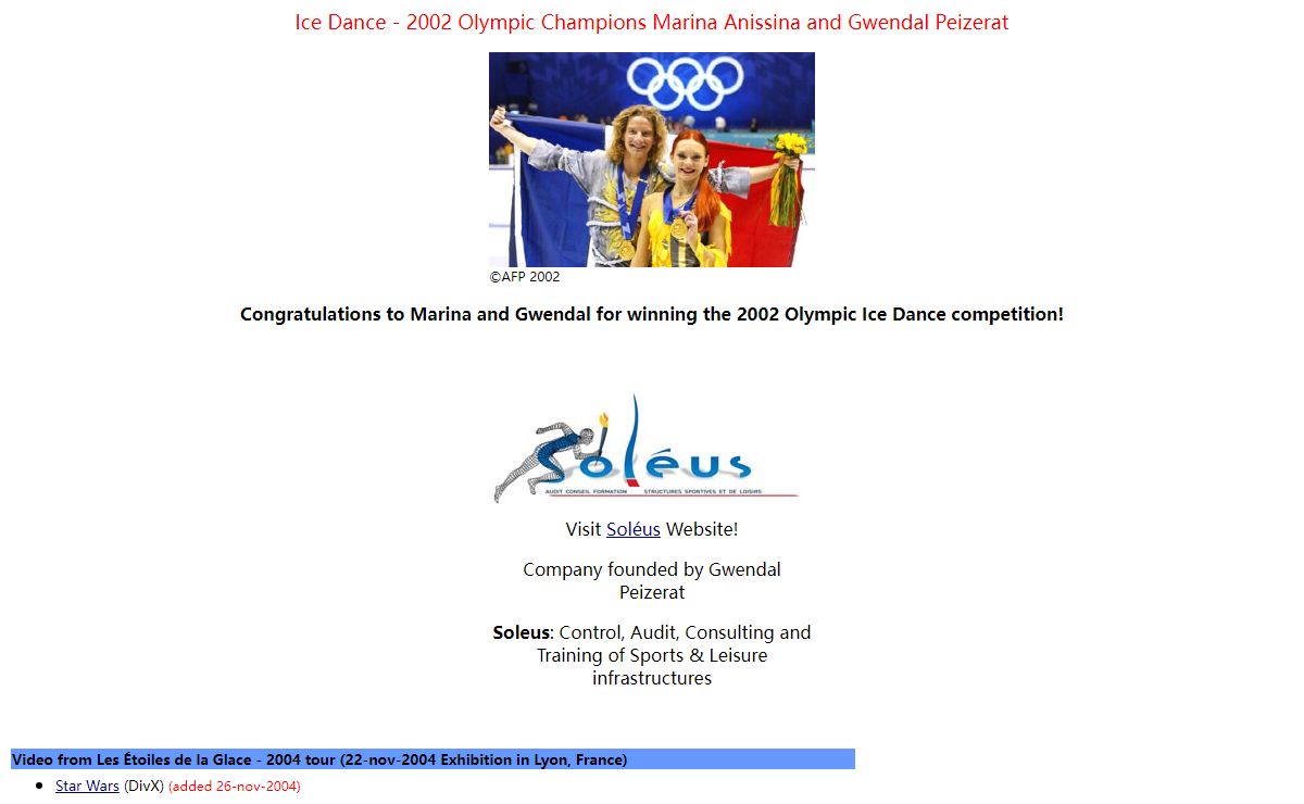 Ice Dance - Music used by 2002 Olympic Champions Marina Anissina and Gwendal Peizerat