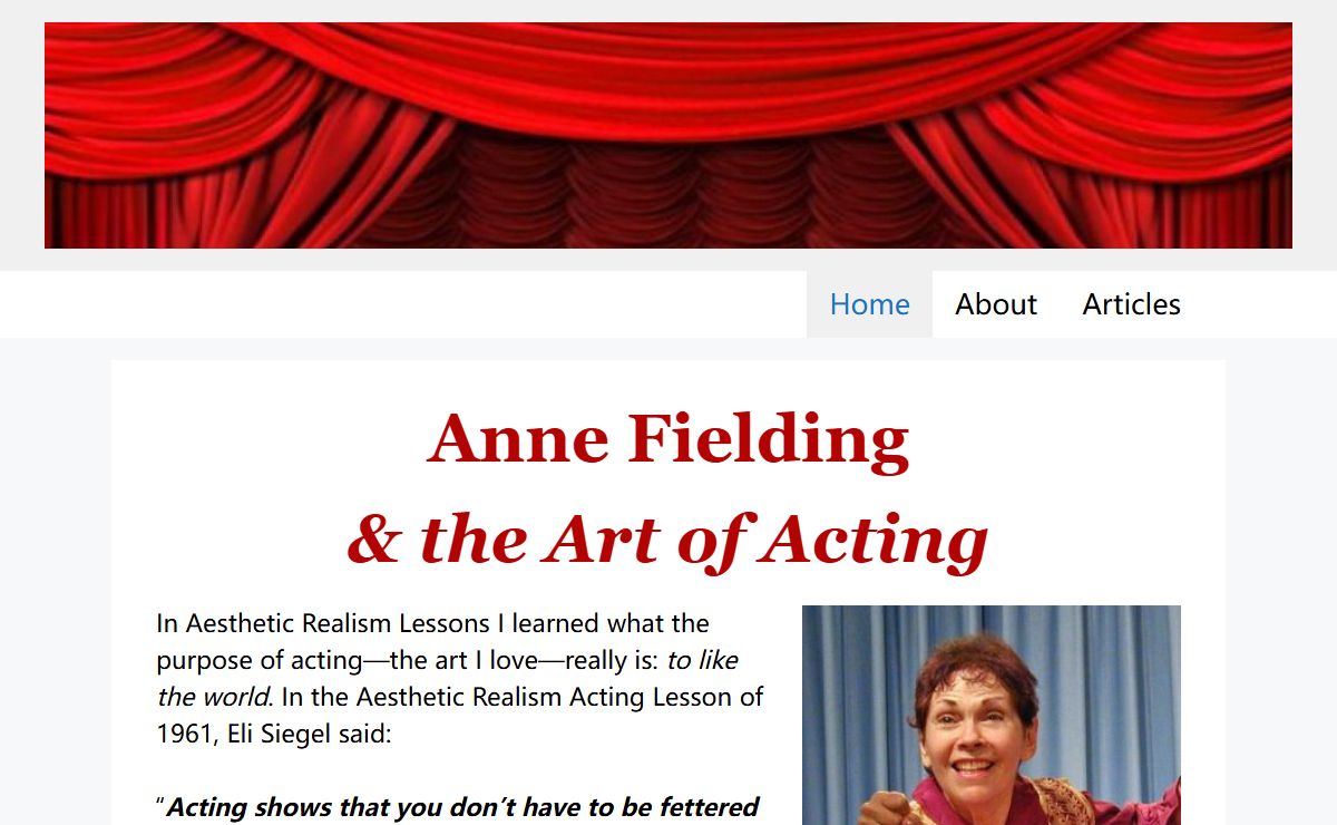 Anne Fielding – Aesthetic Realism Consultant & Actor (1933 – 2023)