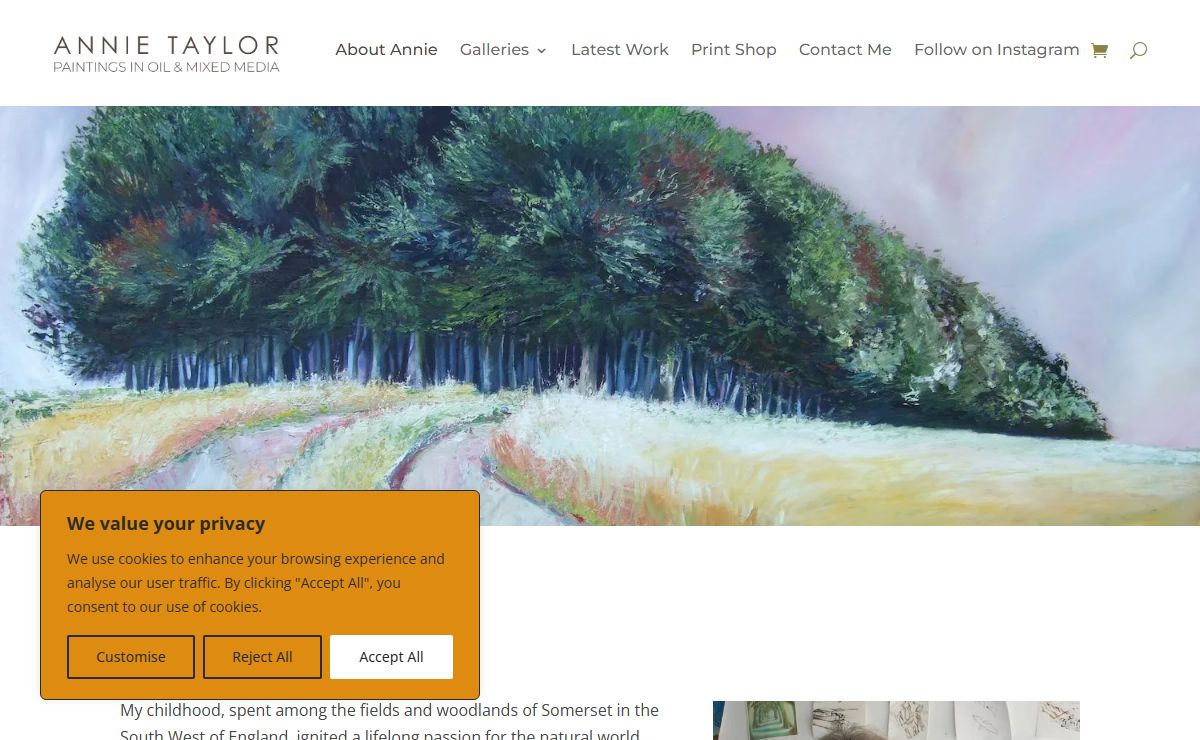 Landscape Artist Annie Taylor - Paintings in Oil and Mixed Media