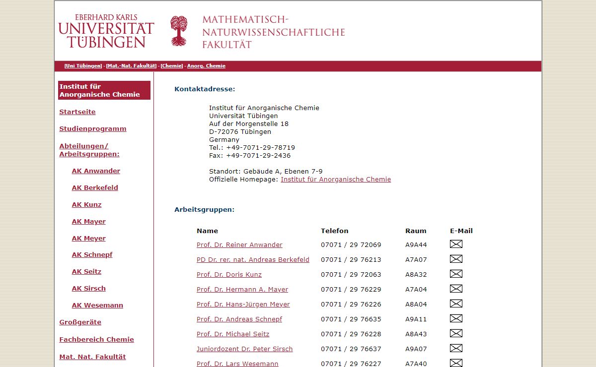 Homepage Institut für Anorganische Chemie