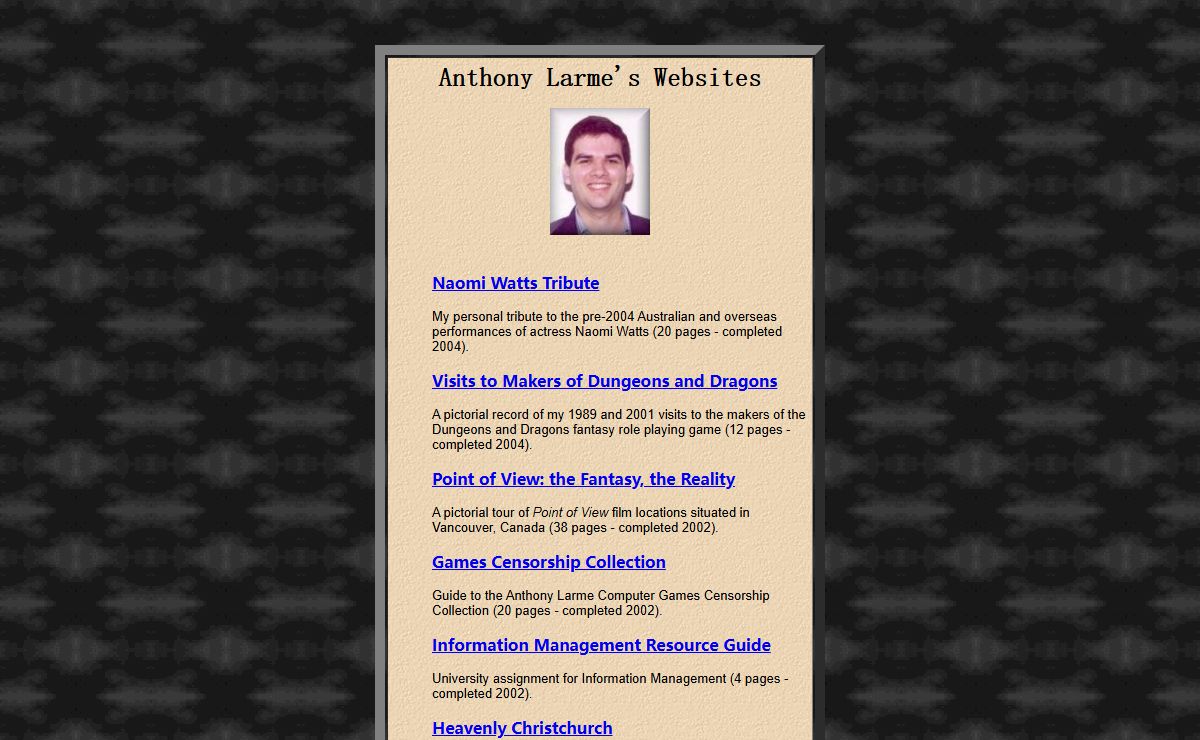 Anthony Larme's Websites