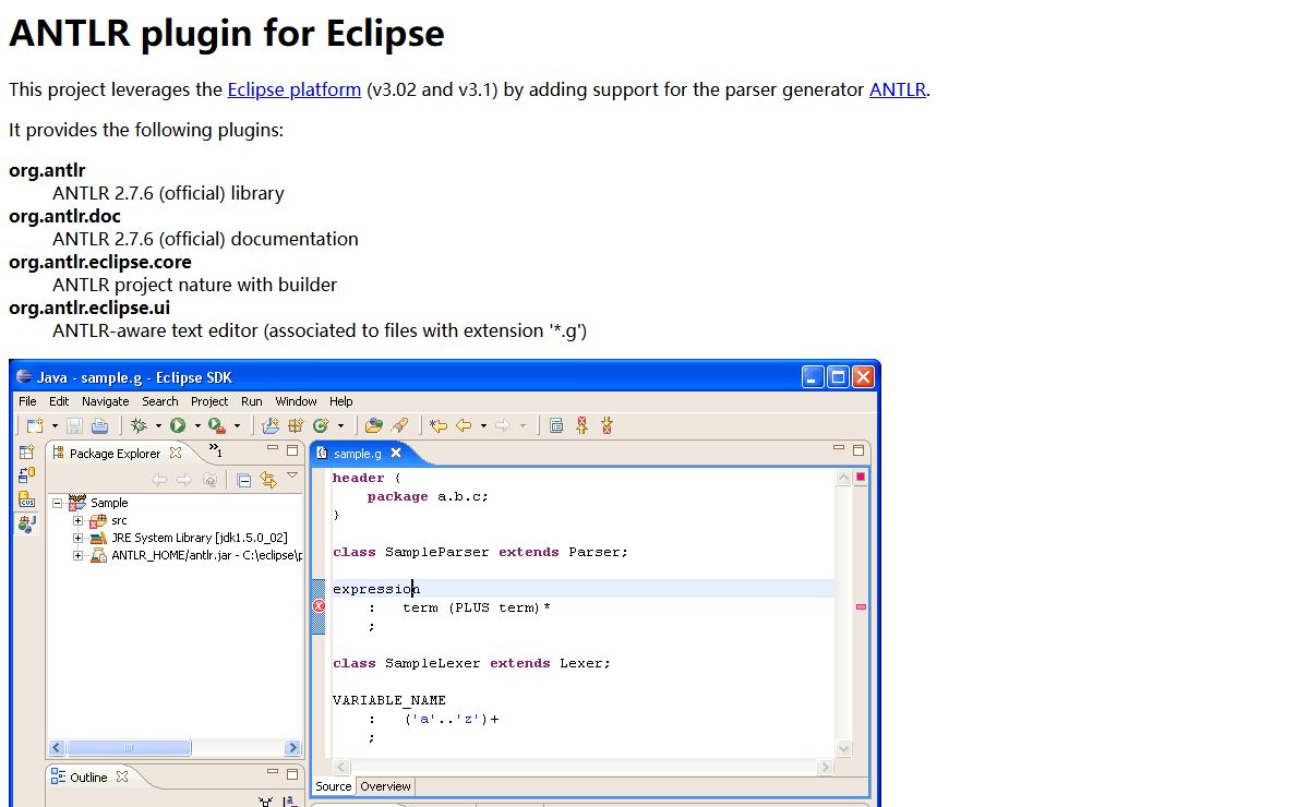 ANTLR plugin for Eclipse