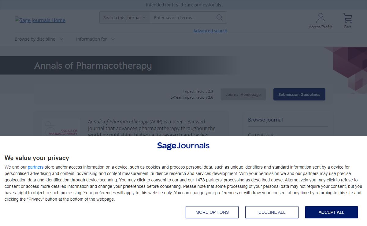 Annals of Pharmacotherapy: Sage Journals