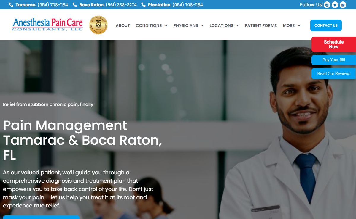 Pain Management Doctors Boca Raton, FL | Tamarac Pain Clinic
