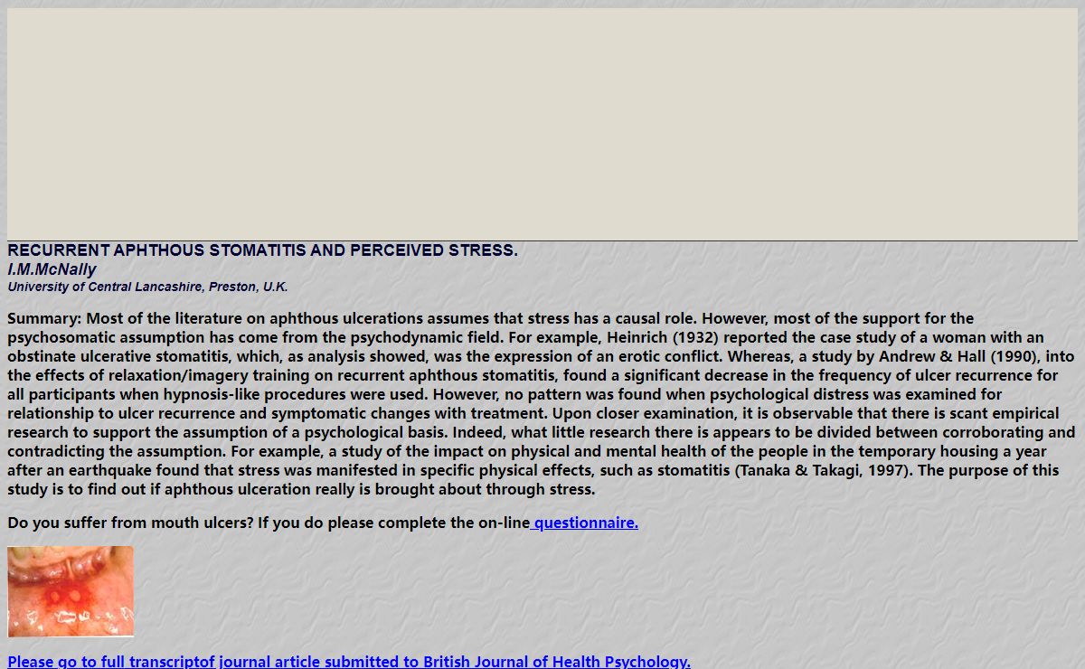 RECURRENT APHTHOUS STOMATITIS AND PERCEIVED STRESS