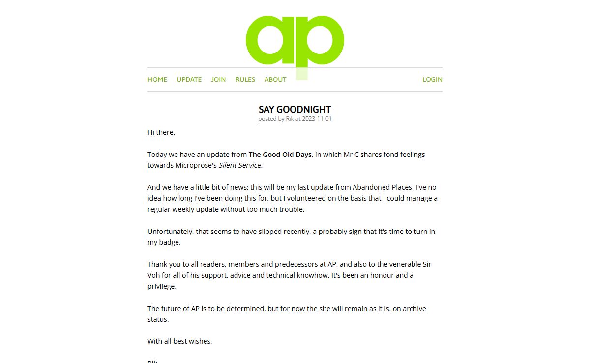 Abandoned Places X - abandonware ring since ~1998