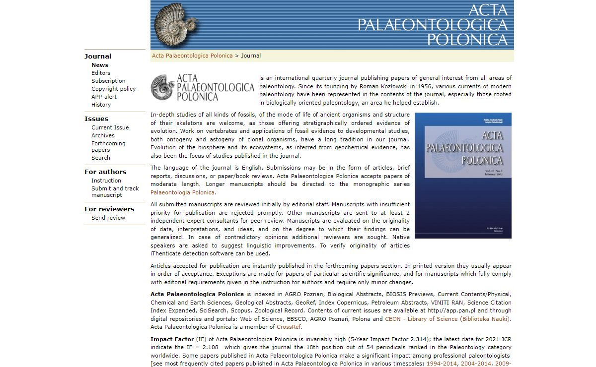 Journal - Acta Palaeontologica Polonica