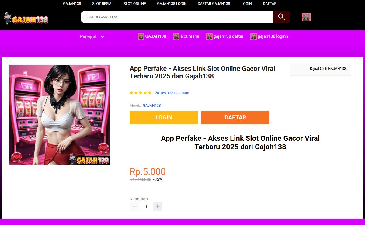 App Perfake - Akses Link Slot Online Gacor Viral Terbaru 2025 dari Gajah138