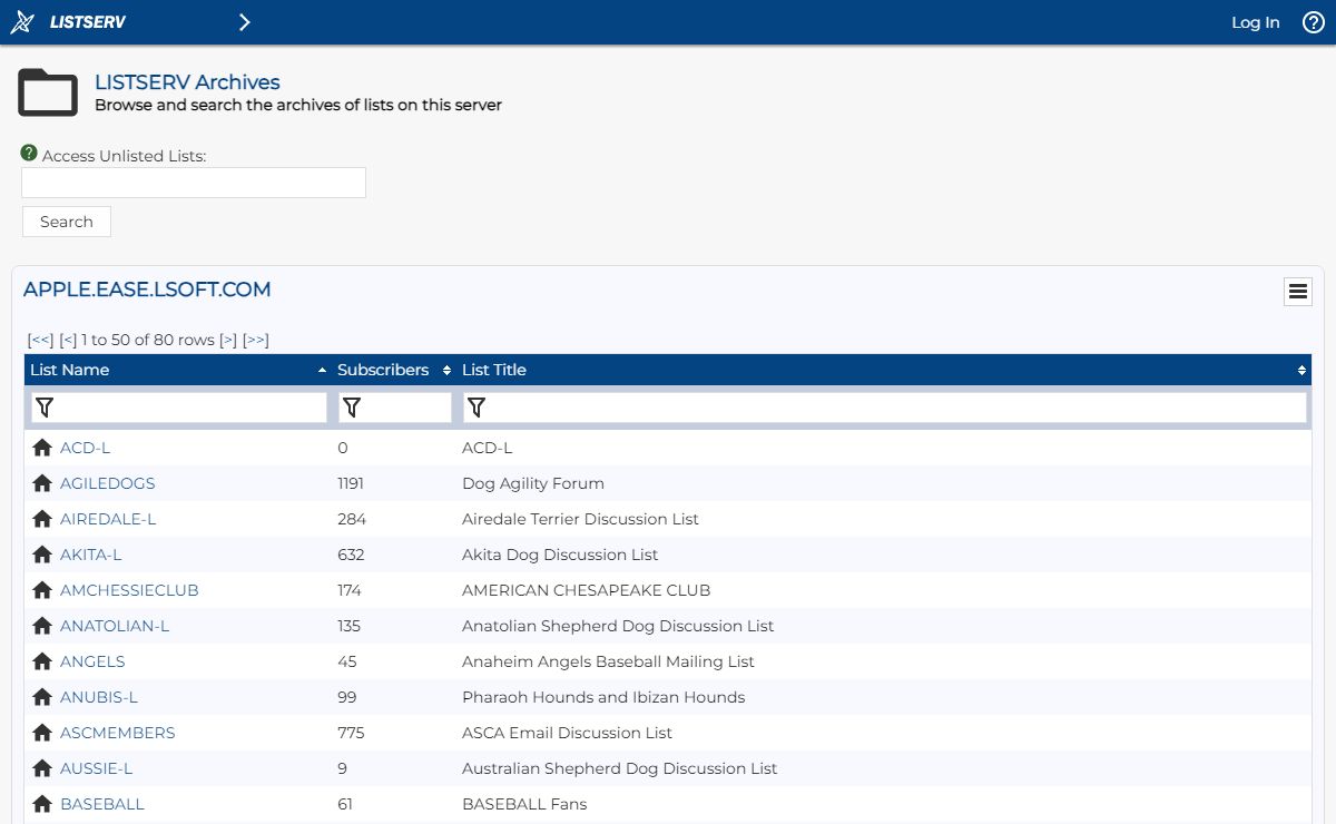 LISTSERV - LISTSERV Archives - APPLE.EASE.LSOFT.COM