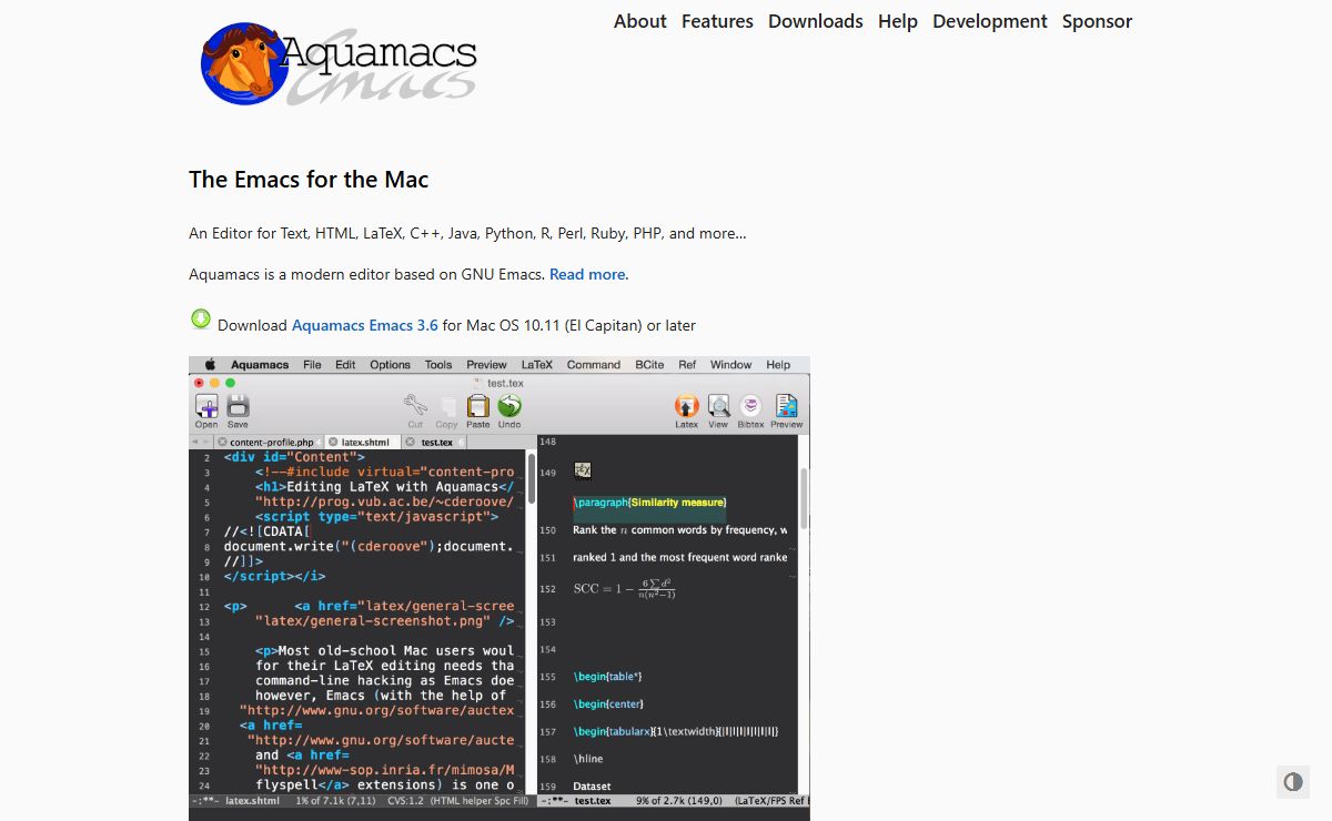 The Emacs for the Mac · Aquamacs Emacs