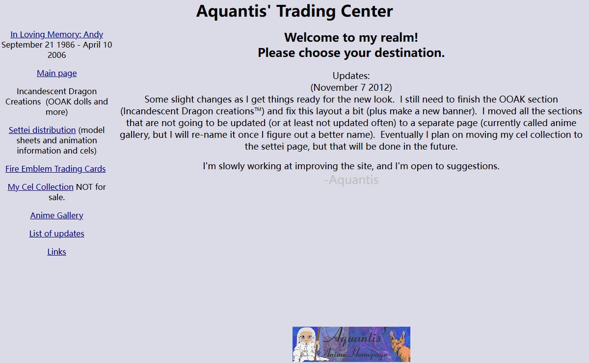 Aquantis' Dragon and Anime Homepage