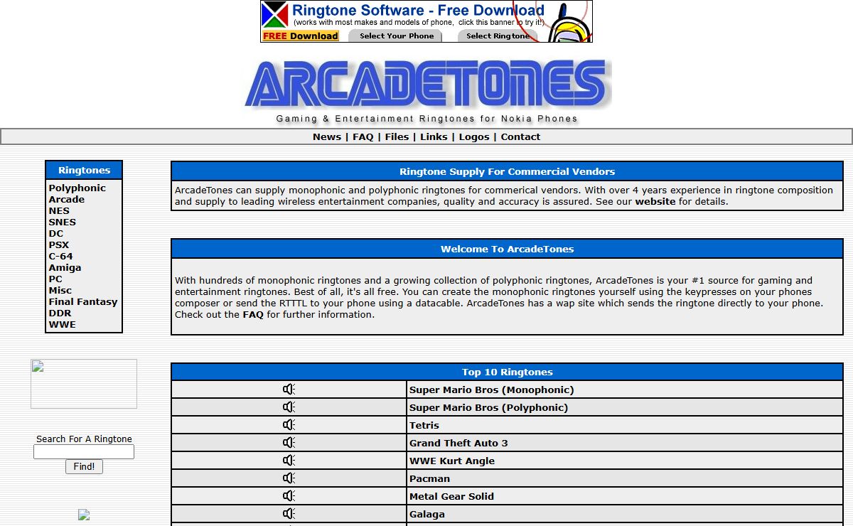 ArcadeTones - Ringtones, SP-MIDI, Monophonic, Polyphonic, SMAF