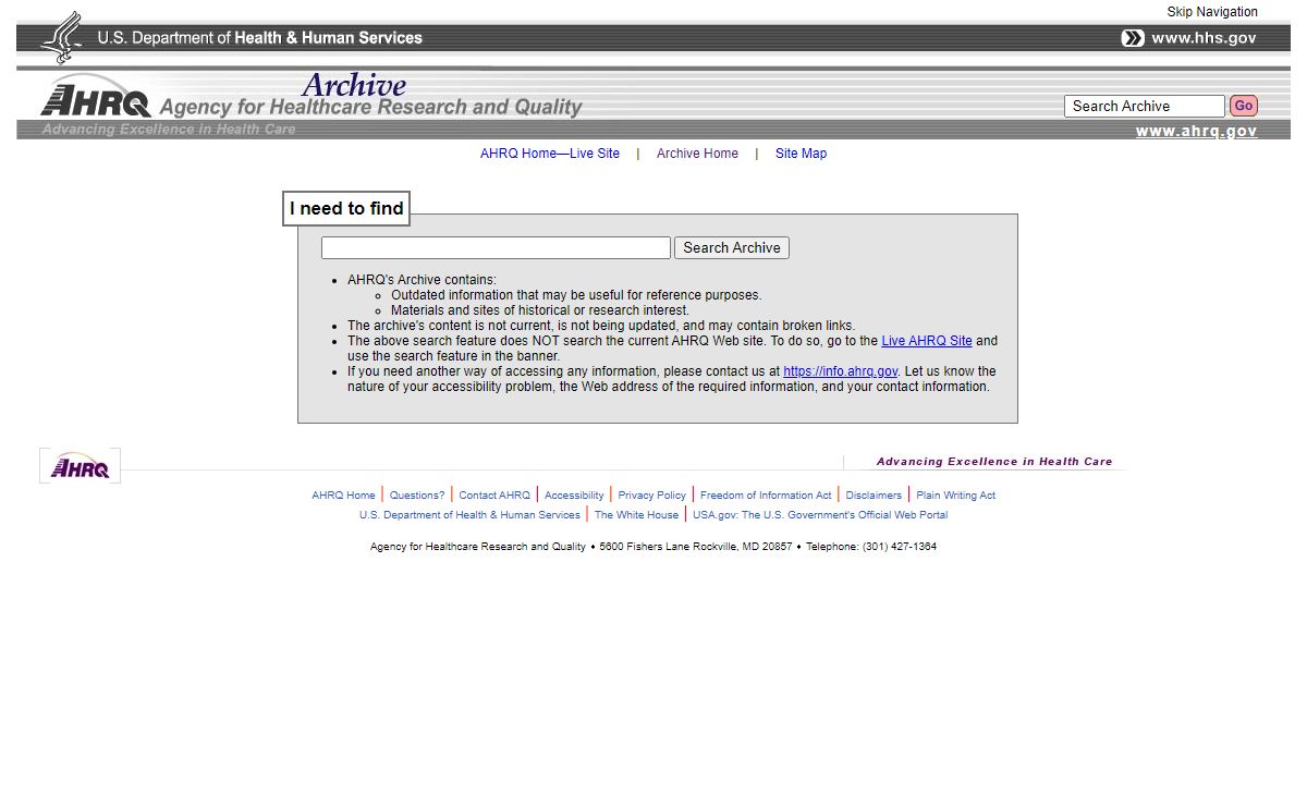 AHRQ Archive--Home Page