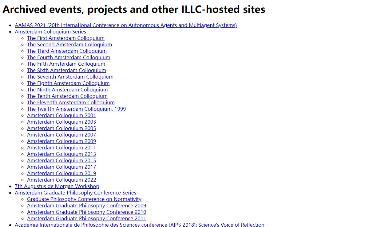 Archived events, projects and other ILLC-hosted sites