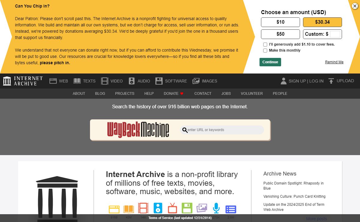 Internet Archive: Digital Library of Free & Borrowable Texts, Movies, Music & Wayback Machine
