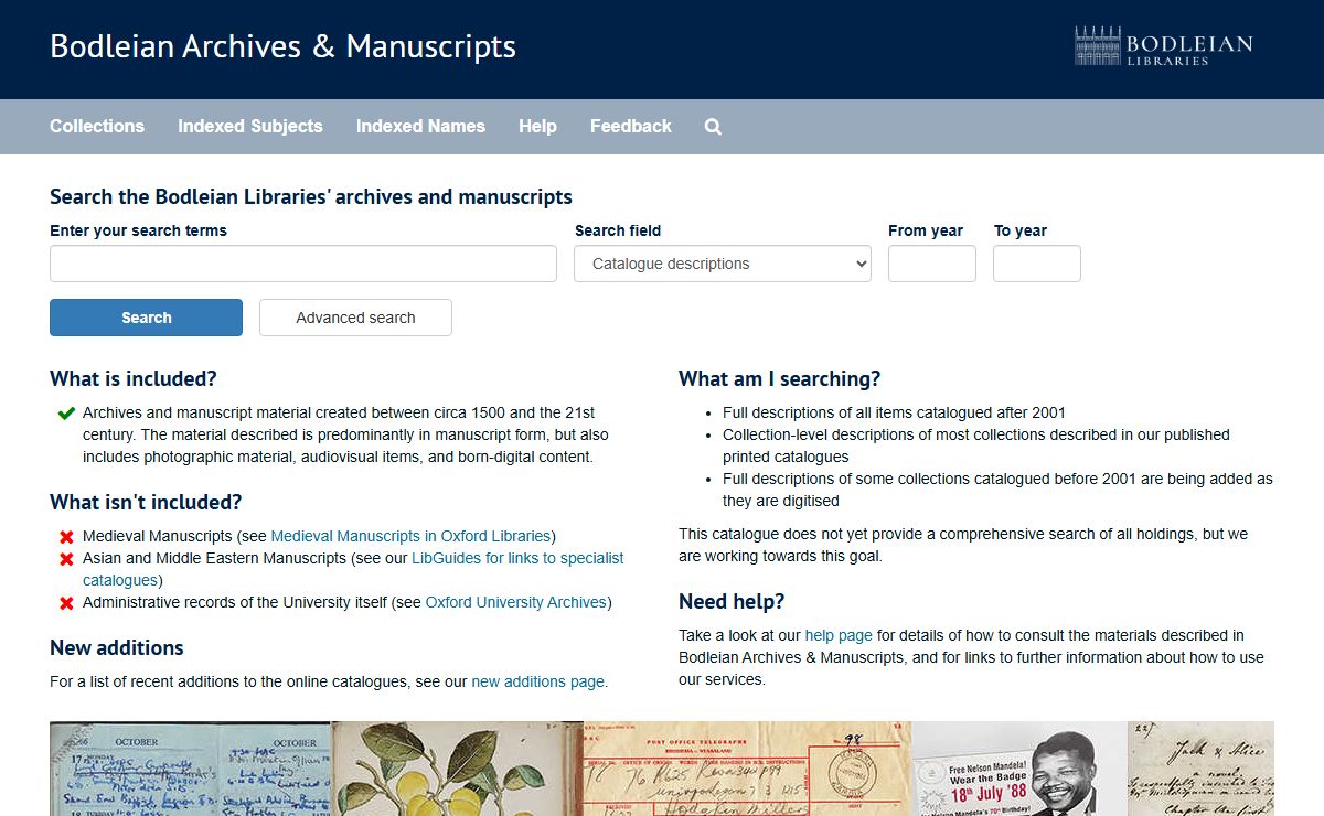 Bodleian Archives & Manuscripts