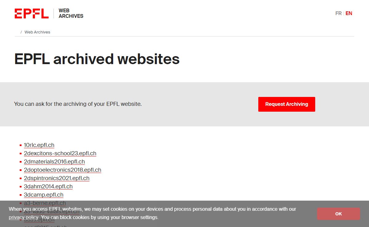 EPFL archived websites