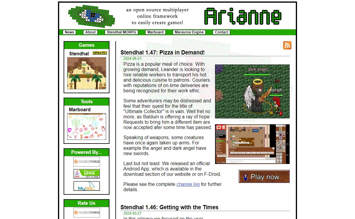 A Multiplayer Online Role Playing Framework to develop games – The Arianne Project