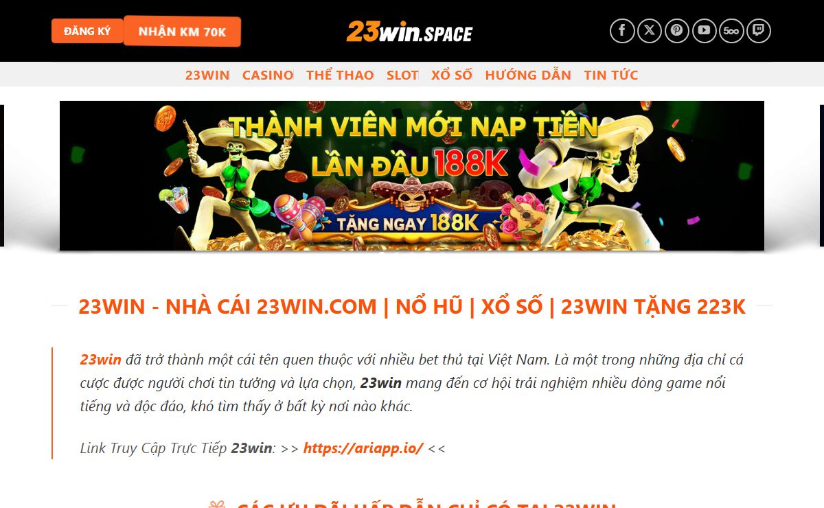 23win - Nhà Cái 23win.com | Nổ Hũ | Xổ Số | 23win Tặng 223k