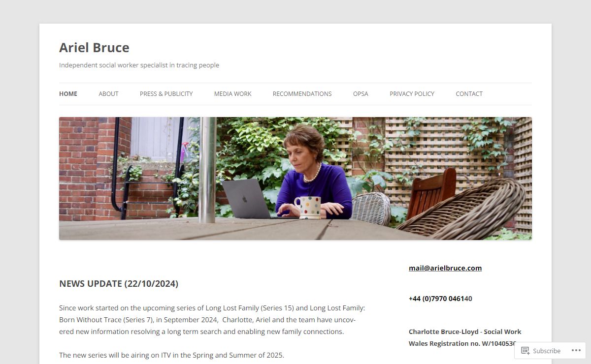Ariel Bruce | Independent social worker specialist in tracing people