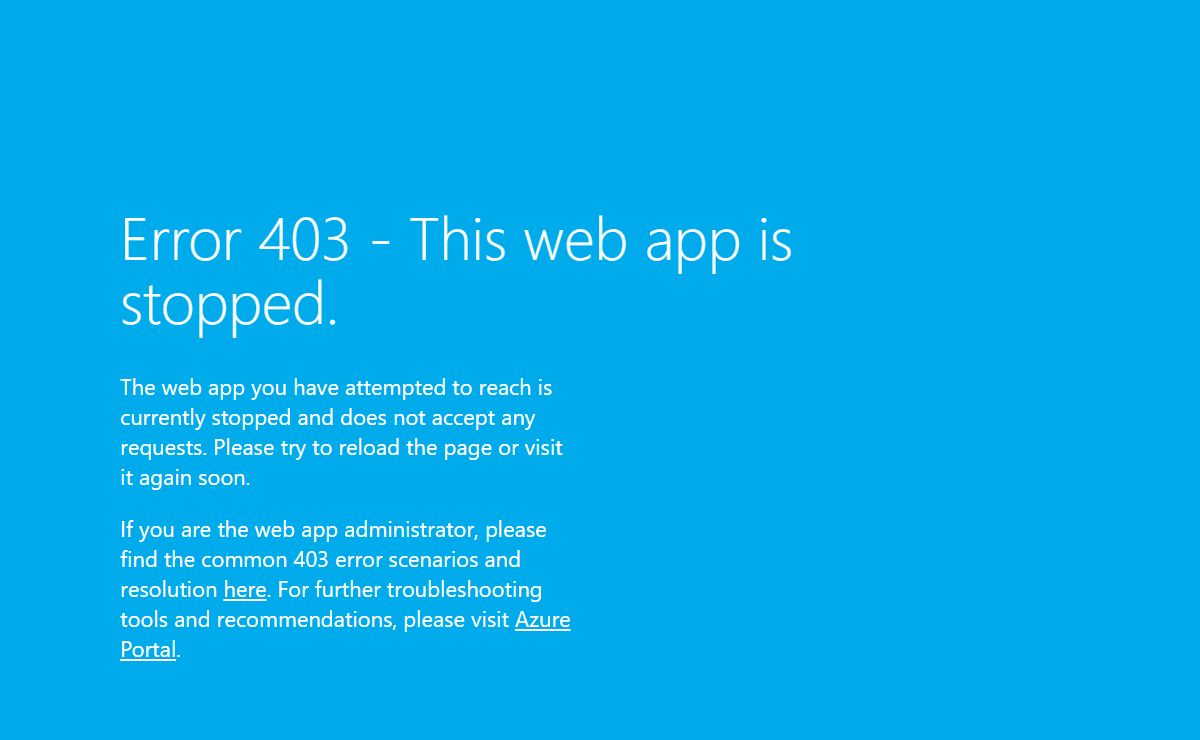 Web App - Unavailable